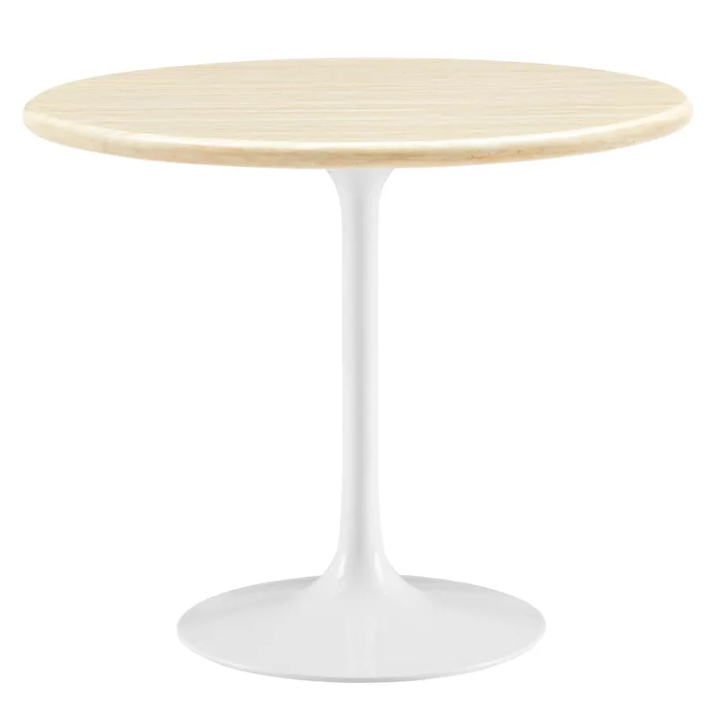 Lippa 36” Round Artificial Travertine Dining Table