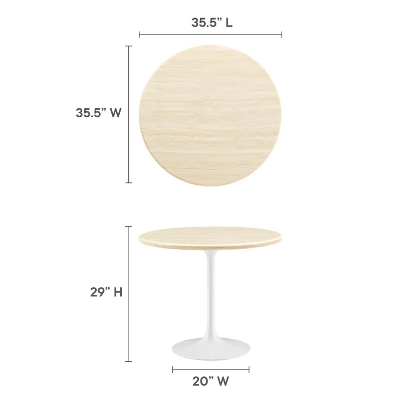 Lippa 36” Round Artificial Travertine Dining Table