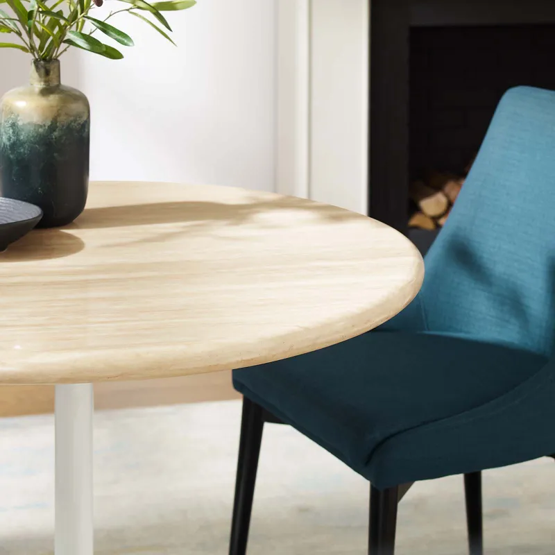 Lippa 36” Round Artificial Travertine Dining Table