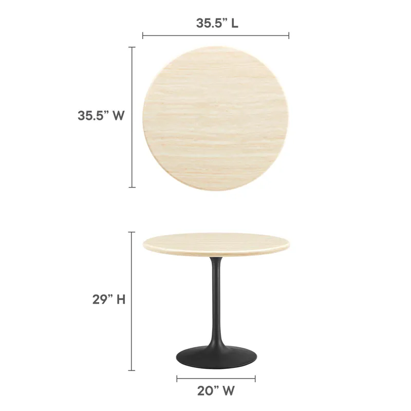 Lippa 36” Round Artificial Travertine Dining Table