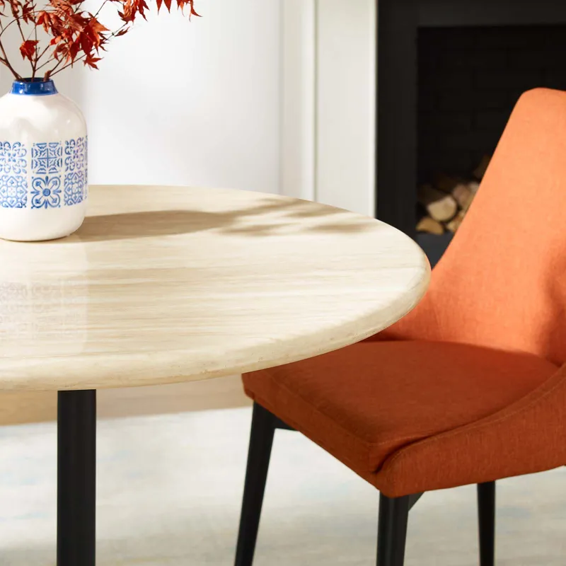 Lippa 36” Round Artificial Travertine Dining Table