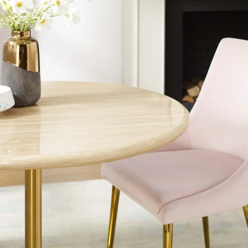 Lippa 36” Round Artificial Travertine Dining Table