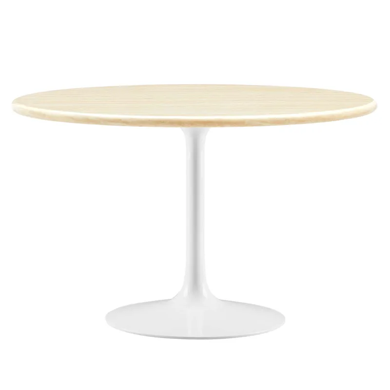 Lippa 48" Round Artificial Travertine Dining Table
