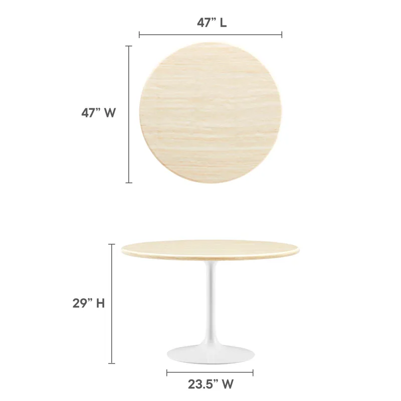 Lippa 48" Round Artificial Travertine Dining Table