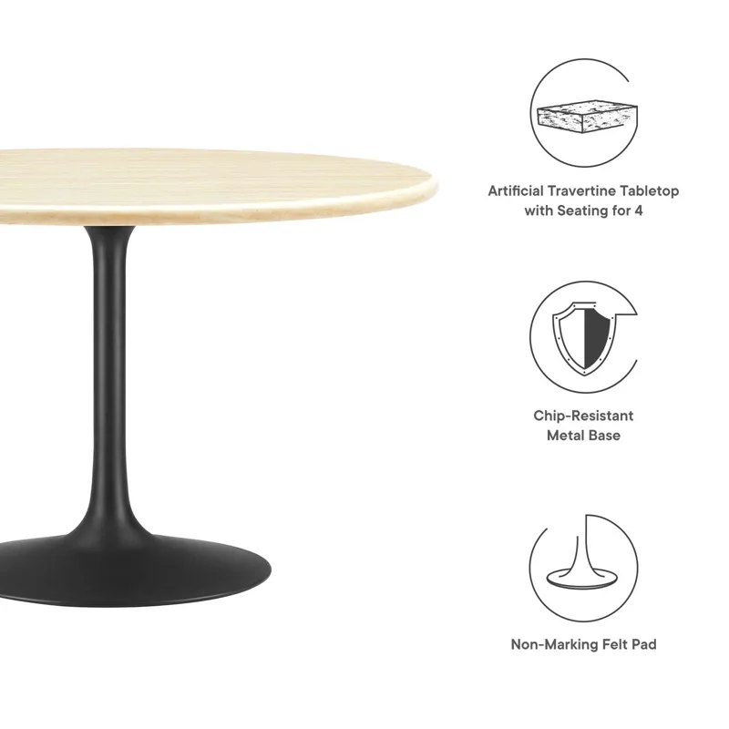 Lippa 48" Round Artificial Travertine Dining Table