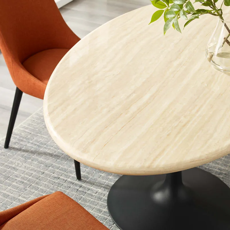 Lippa 60” Oval Artificial Travertine Dining Table