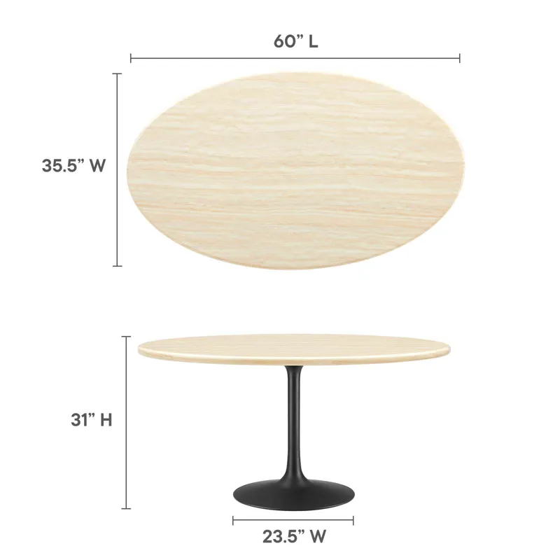 Lippa 60” Oval Artificial Travertine Dining Table