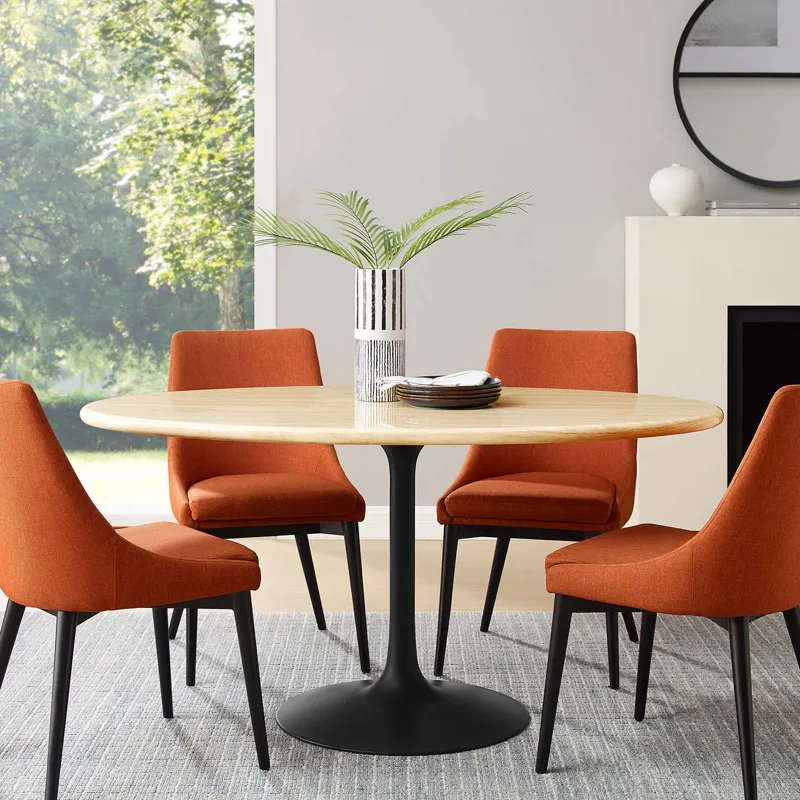 Lippa 60” Oval Artificial Travertine Dining Table