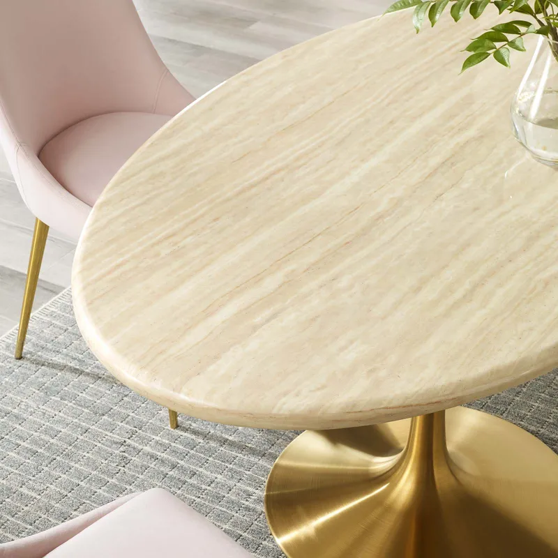 Lippa 60” Oval Artificial Travertine Dining Table