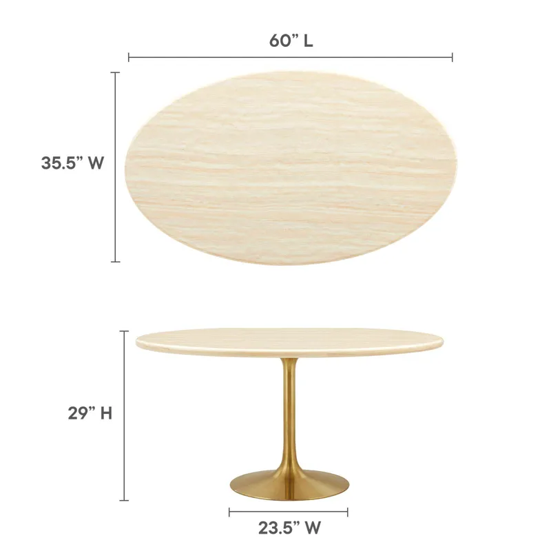 Lippa 60” Oval Artificial Travertine Dining Table
