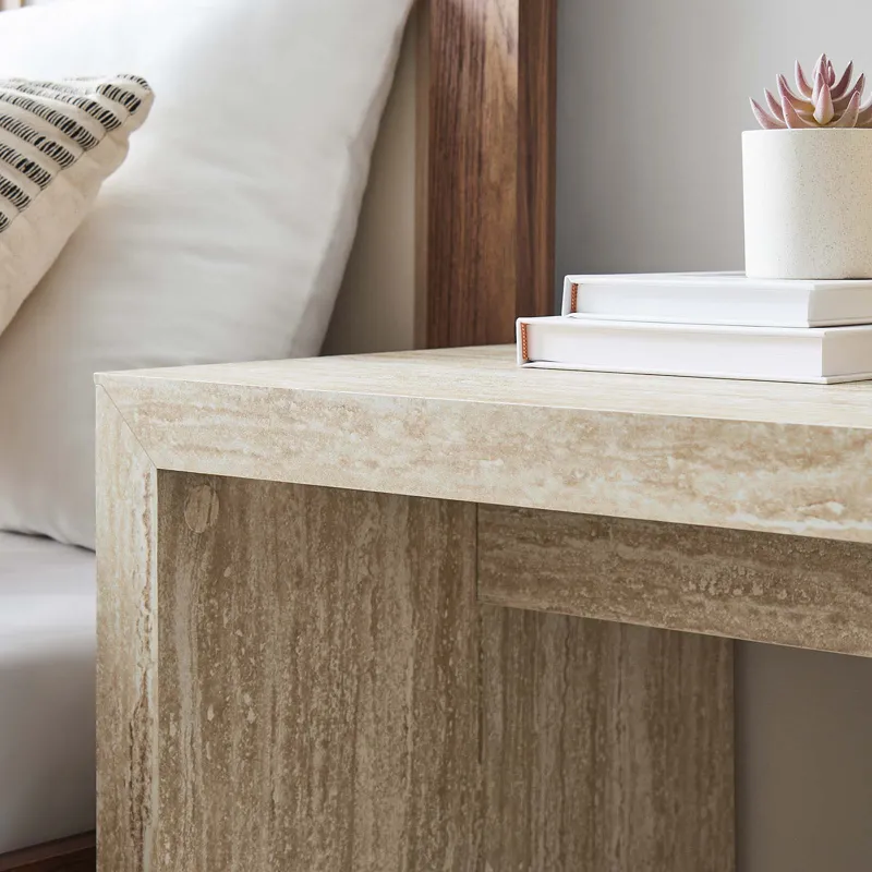 Mirella Faux Travertine Side Table
