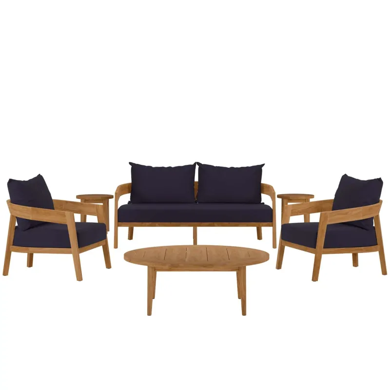 Brisbane 6-Piece Teak Wood Outdoor Patio Outdoor Patio Set
