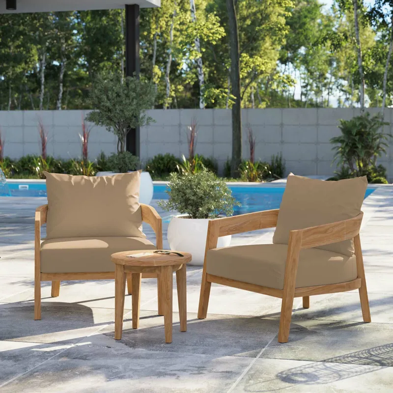 Brisbane 3-Piece Teak Wood Outdoor Patio Outdoor Patio Set