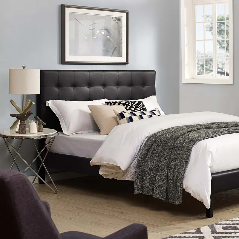 Paisley Tufted Full / Queen Upholstered Faux Leather Headboard
