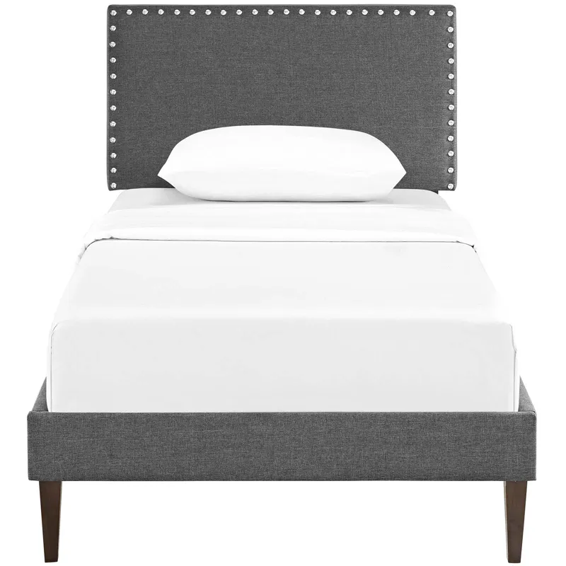 Macie Twin Fabric Platform Bed with Squared Tapered Legs