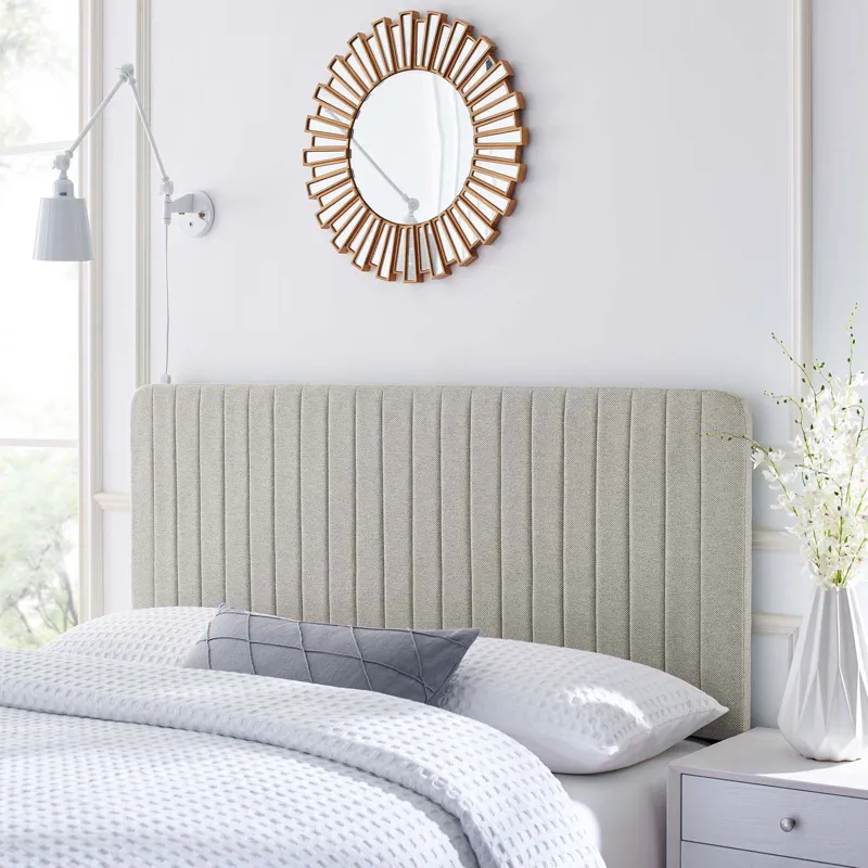 Milenna Channel Tufted Upholstered Fabric Full/Queen Headboard