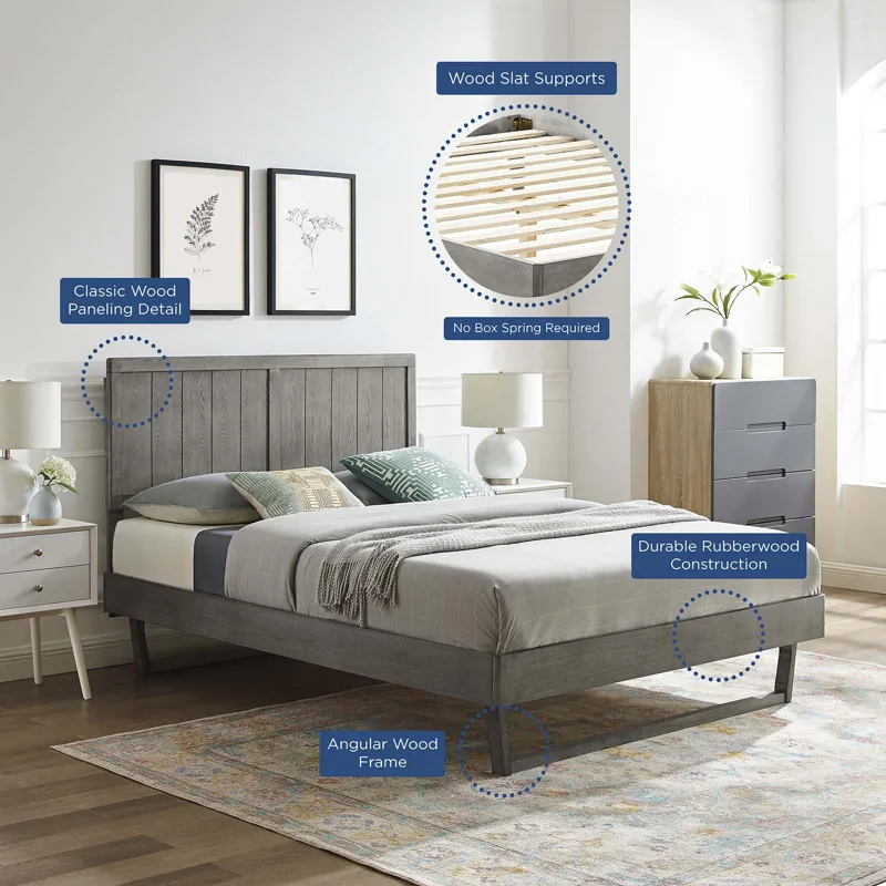 Alana Queen Wood Platform Bed With Angular Frame