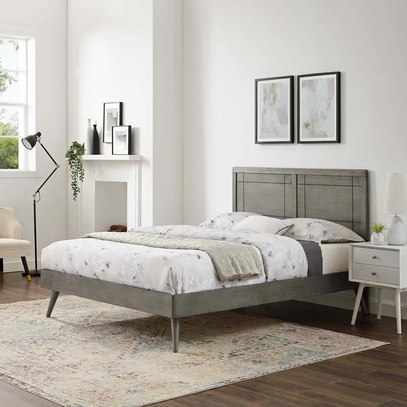 Marlee Queen Wood Platform Bed With Splayed Legs