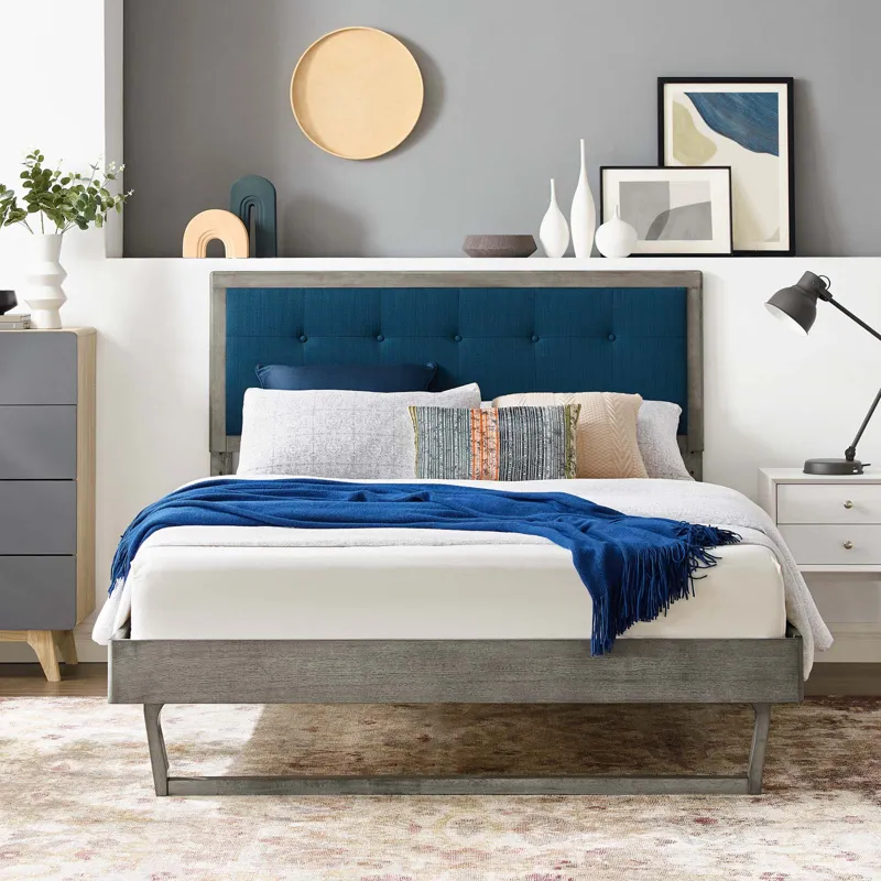 Willow Queen Wood Platform Bed With Angular Frame