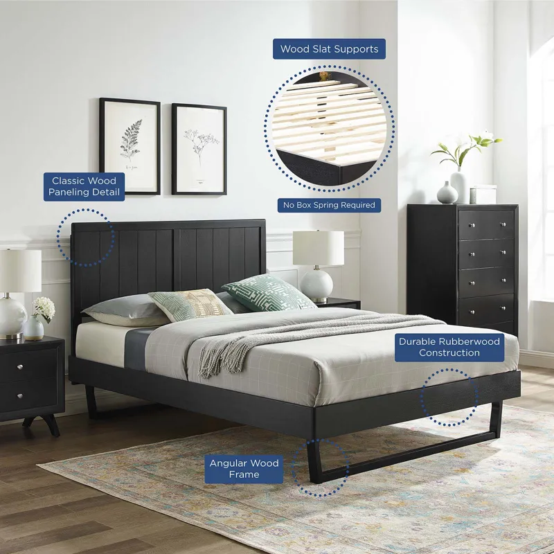 Alana Full Wood Platform Bed With Angular Frame