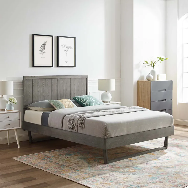 Alana Full Wood Platform Bed With Angular Frame