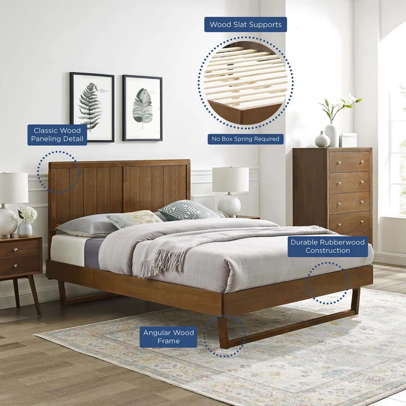 Alana Twin Wood Platform Bed With Angular Frame