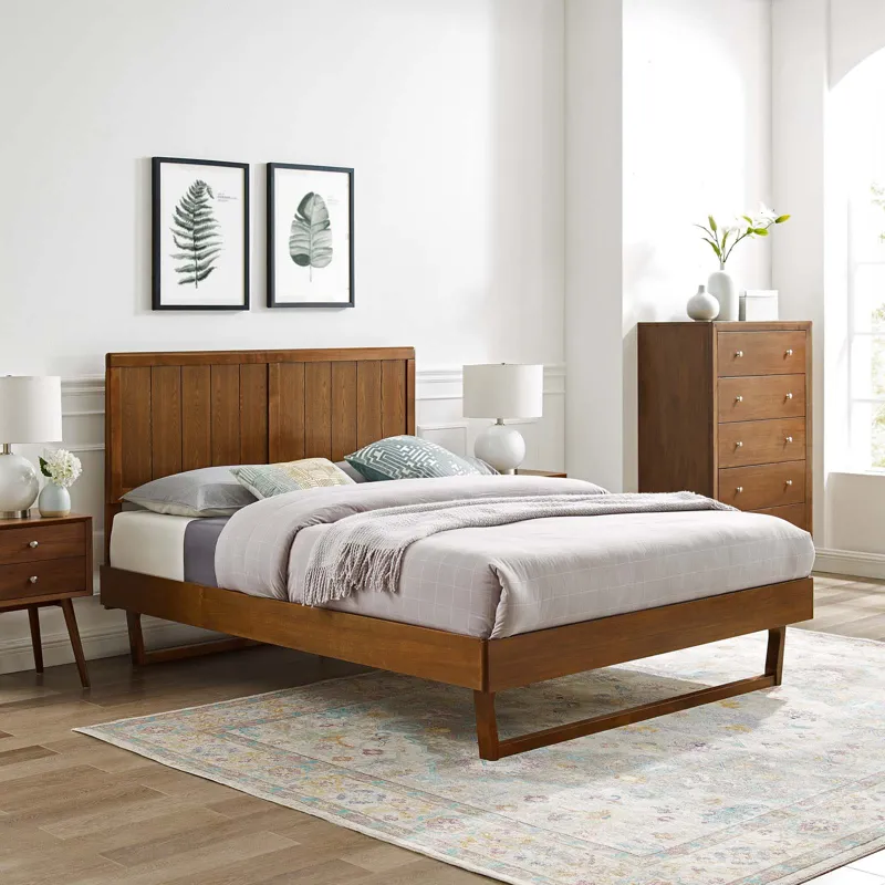 Alana Twin Wood Platform Bed With Angular Frame