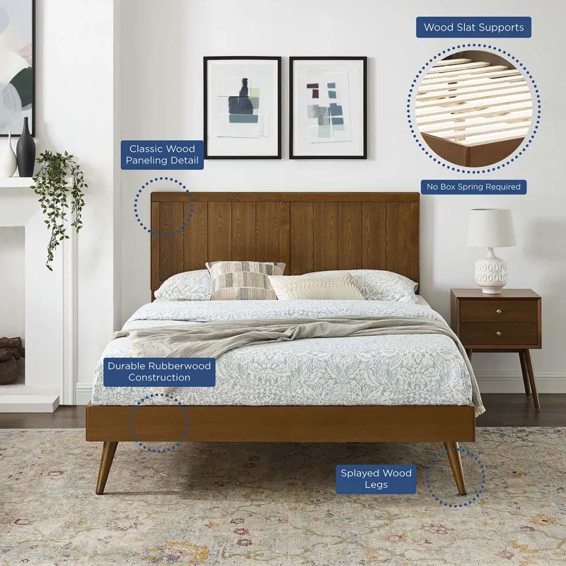 Alana Twin Wood Platform Bed With Splayed Legs