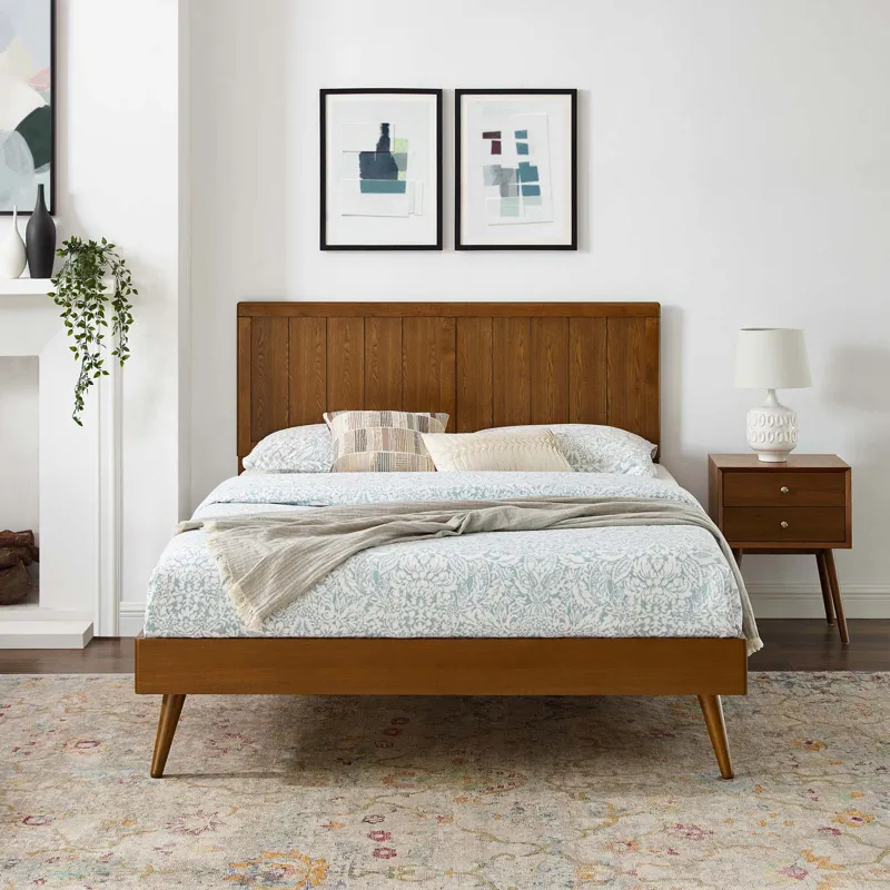 Alana Twin Wood Platform Bed With Splayed Legs