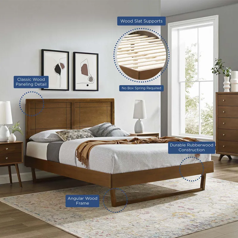 Marlee Full Wood Platform Bed With Angular Frame