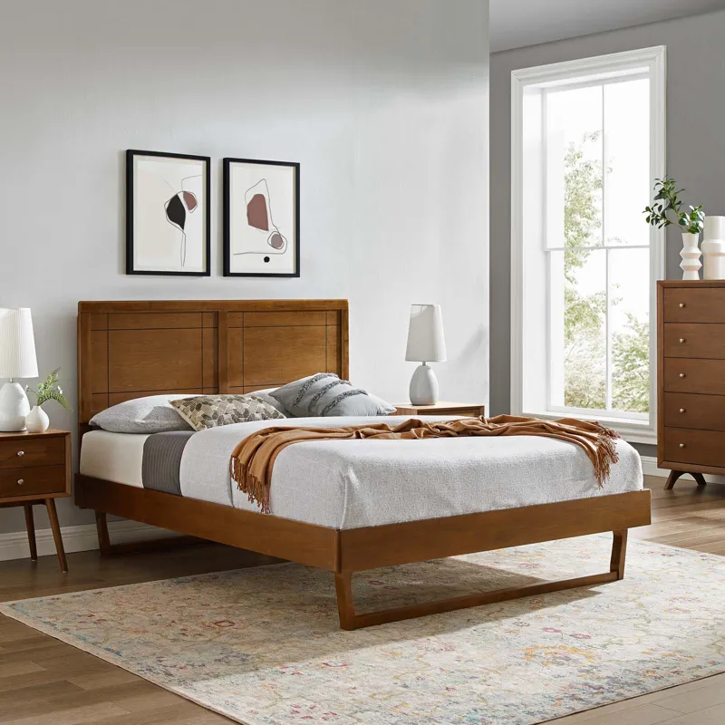 Marlee Full Wood Platform Bed With Angular Frame