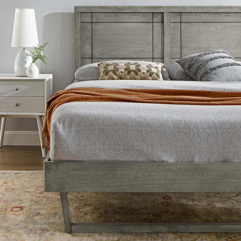 Marlee King Wood Platform Bed With Angular Frame