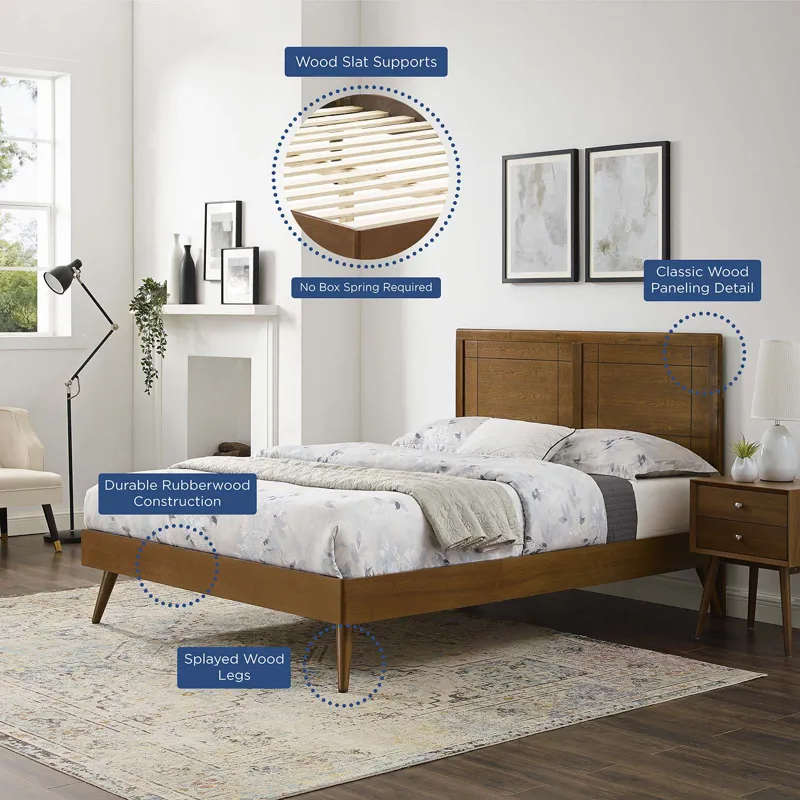 Marlee King Wood Platform Bed With Splayed Legs