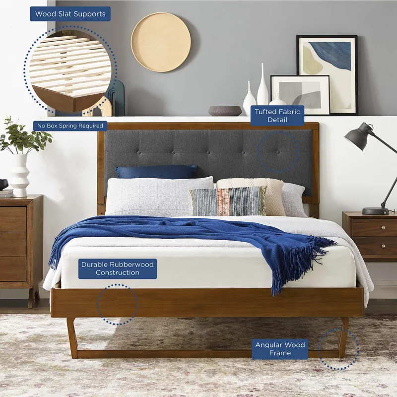 Willow Full Wood Platform Bed With Angular Frame
