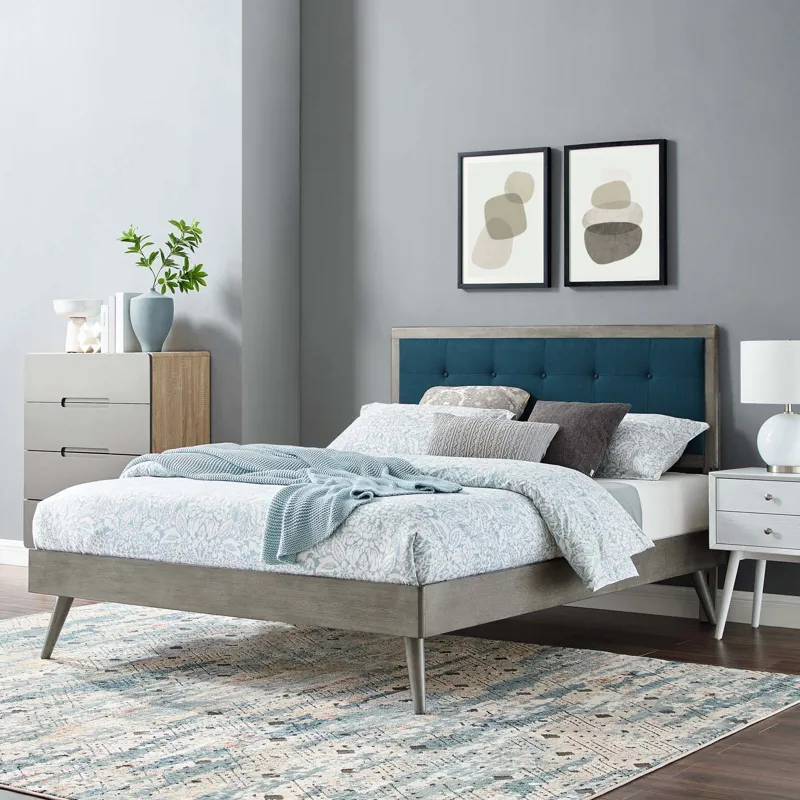 Willow King Wood Platform Bed With Splayed Legs
