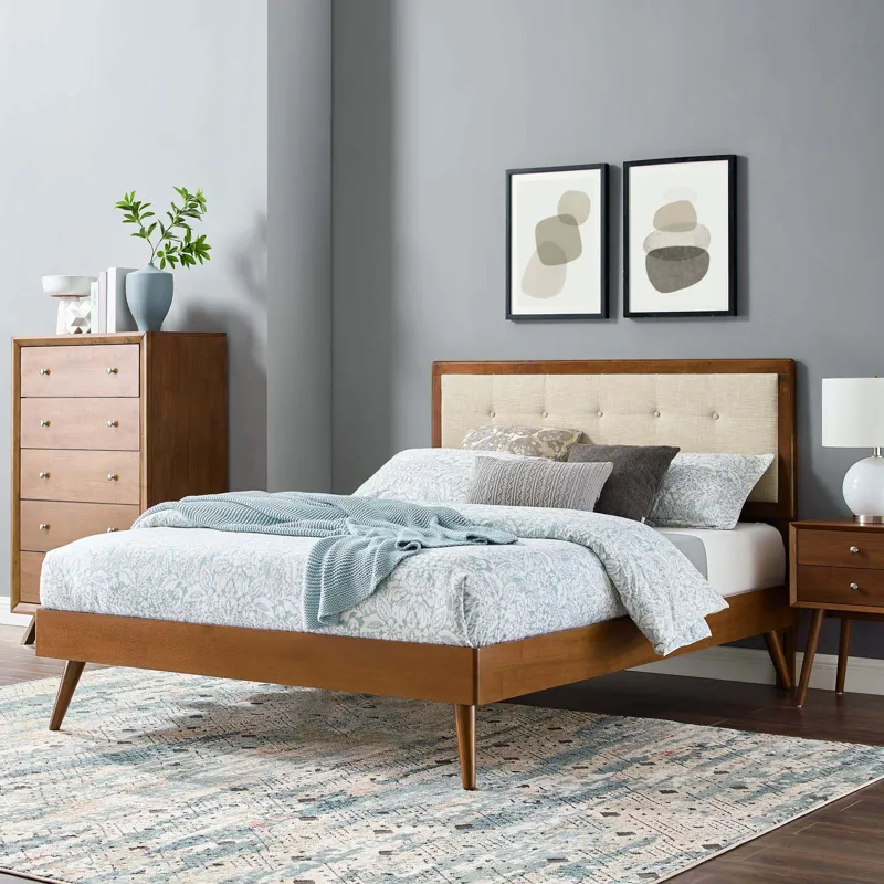 Willow King Wood Platform Bed With Splayed Legs