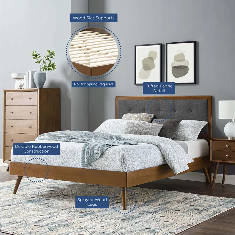 Willow King Wood Platform Bed With Splayed Legs