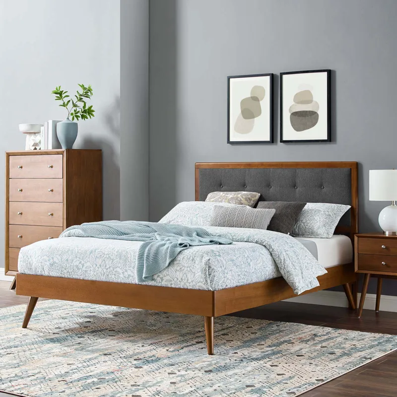 Willow King Wood Platform Bed With Splayed Legs