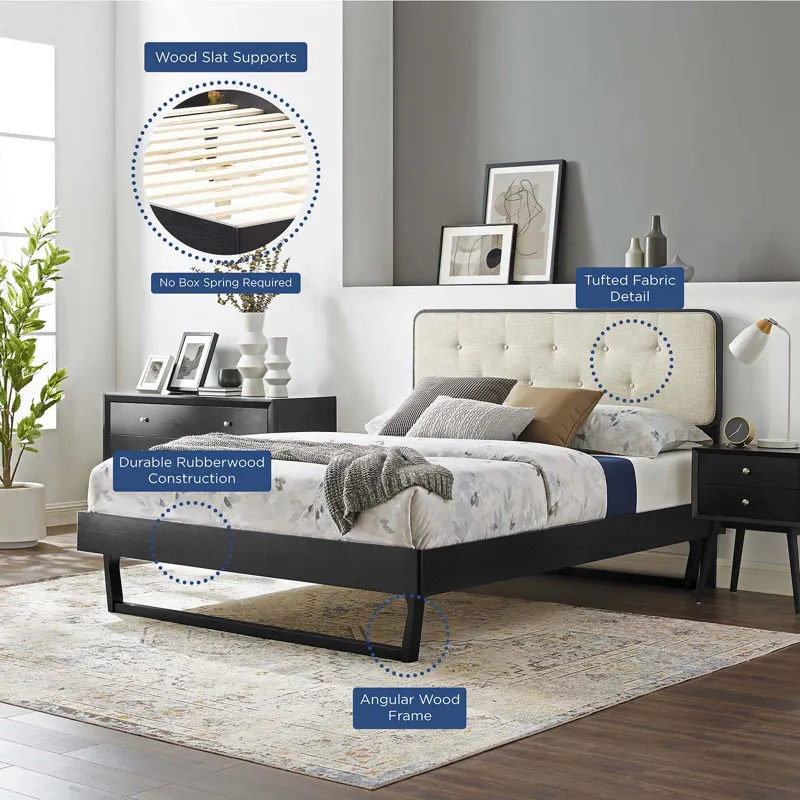 Bridgette Full Wood Platform Bed With Angular Frame