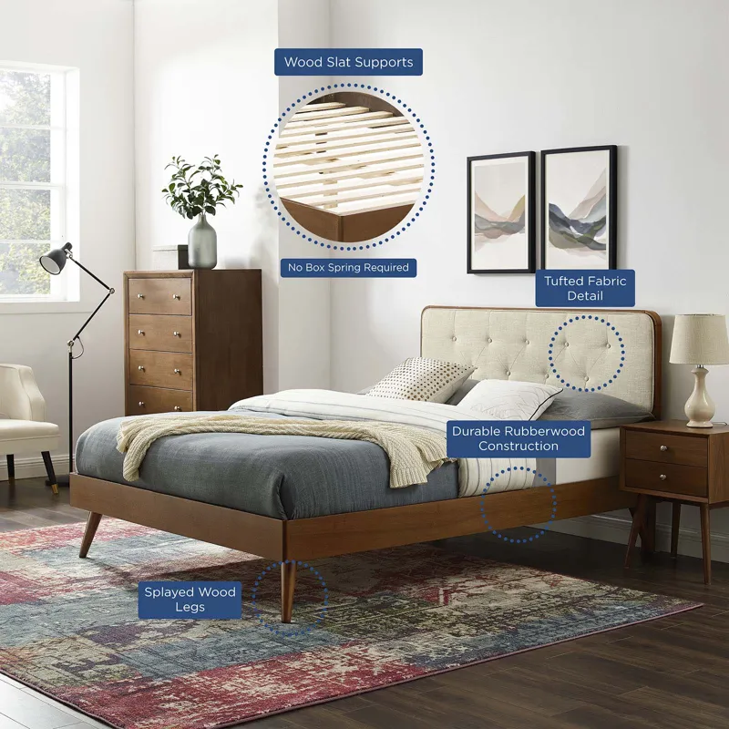 Bridgette King Wood Platform Bed With Splayed Legs
