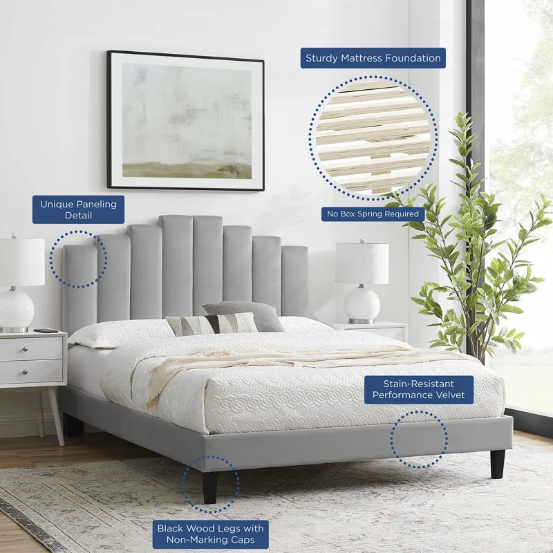 Elise Twin Performance Velvet Platform Bed