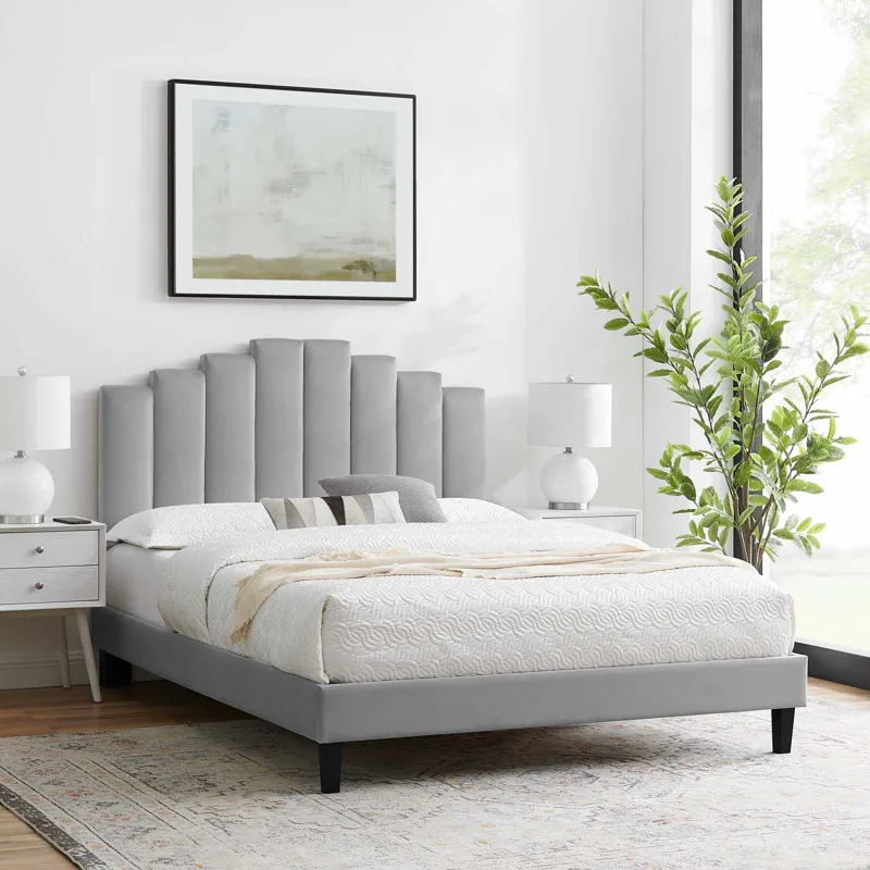 Elise Twin Performance Velvet Platform Bed