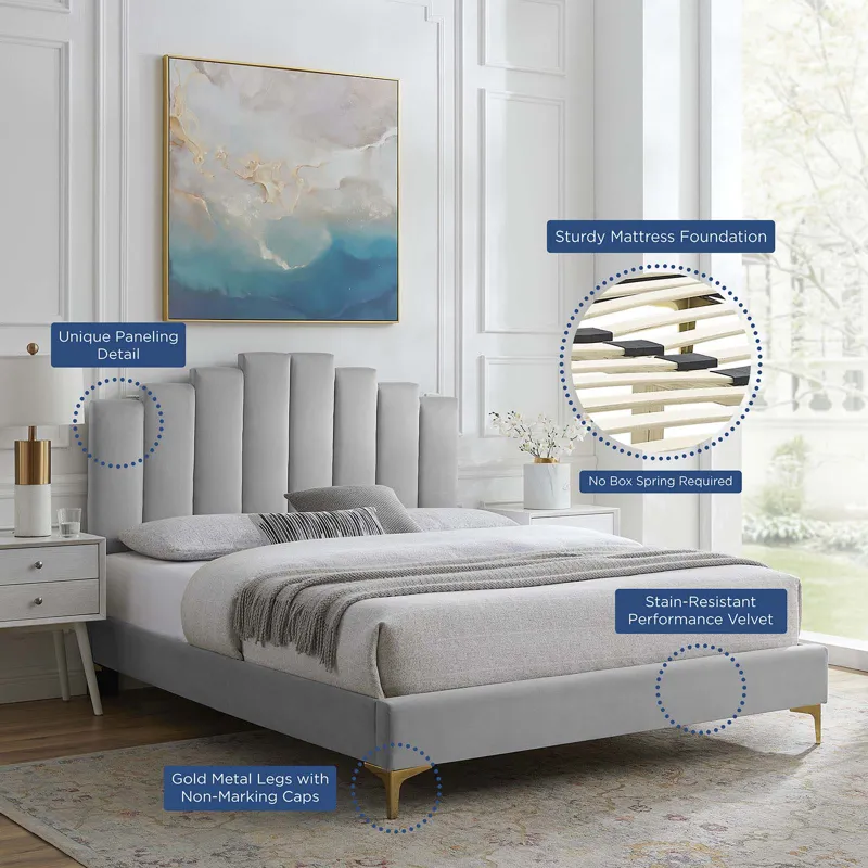 Elise Twin Performance Velvet Platform Bed