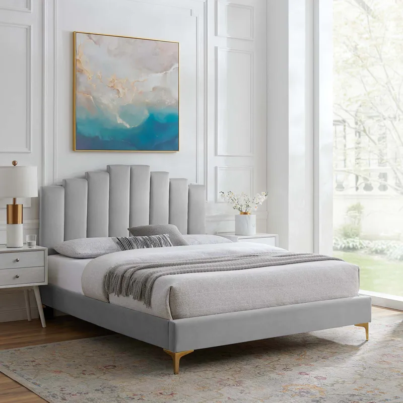 Elise Twin Performance Velvet Platform Bed