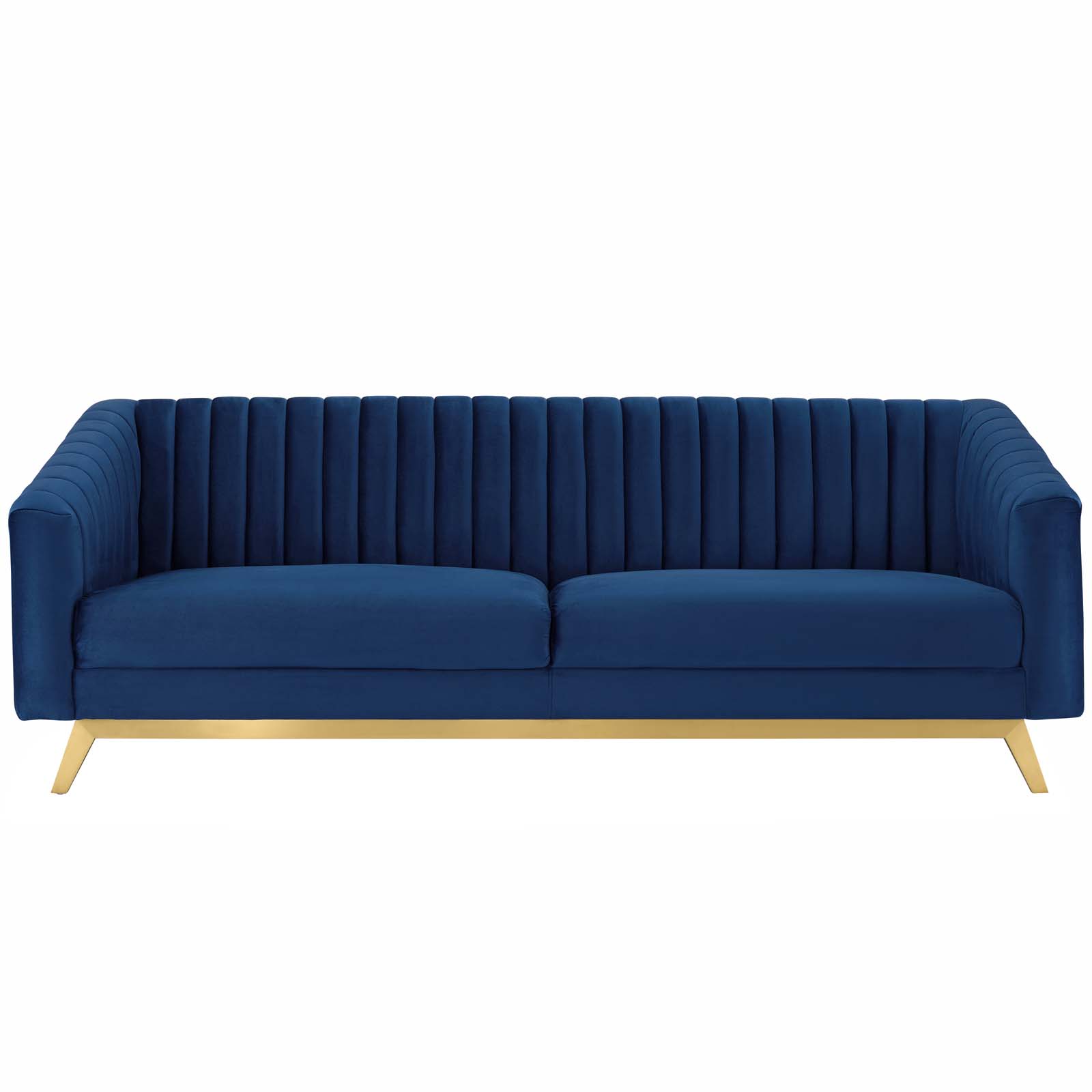 Valiant Vertical Channel Tufted Performance Velvet Sofa EEI3403NAV by