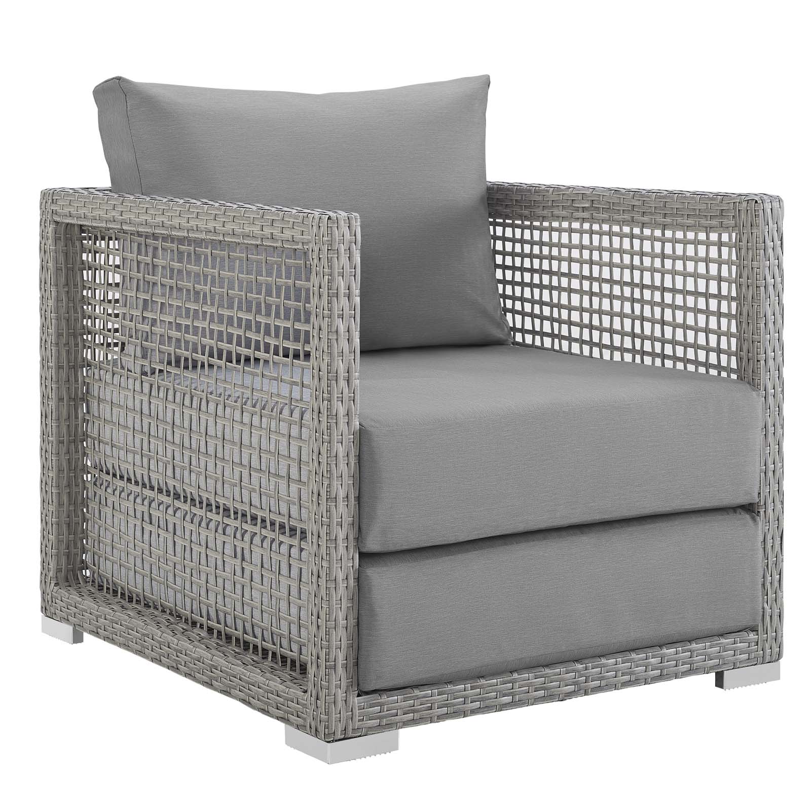 Aura 6 Piece Outdoor Patio Wicker Rattan Set EEI3559GRYGRYSET by