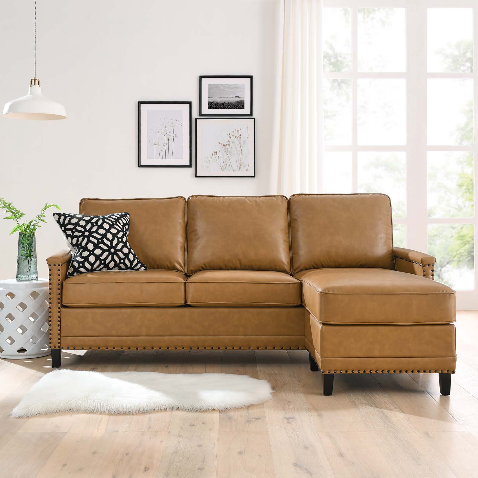 Ashton Vegan Leather Sectional Sofa EEI4996TAN by Modway at Tomlinson Furniture