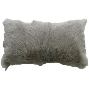 Goat Fur Bolster Pillow - Light Grey
