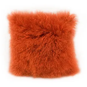 Lamb Fur Pillow Orange