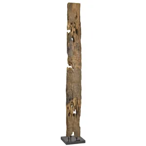 Hand Carved Teak Wood Panels On Black Marble Stand